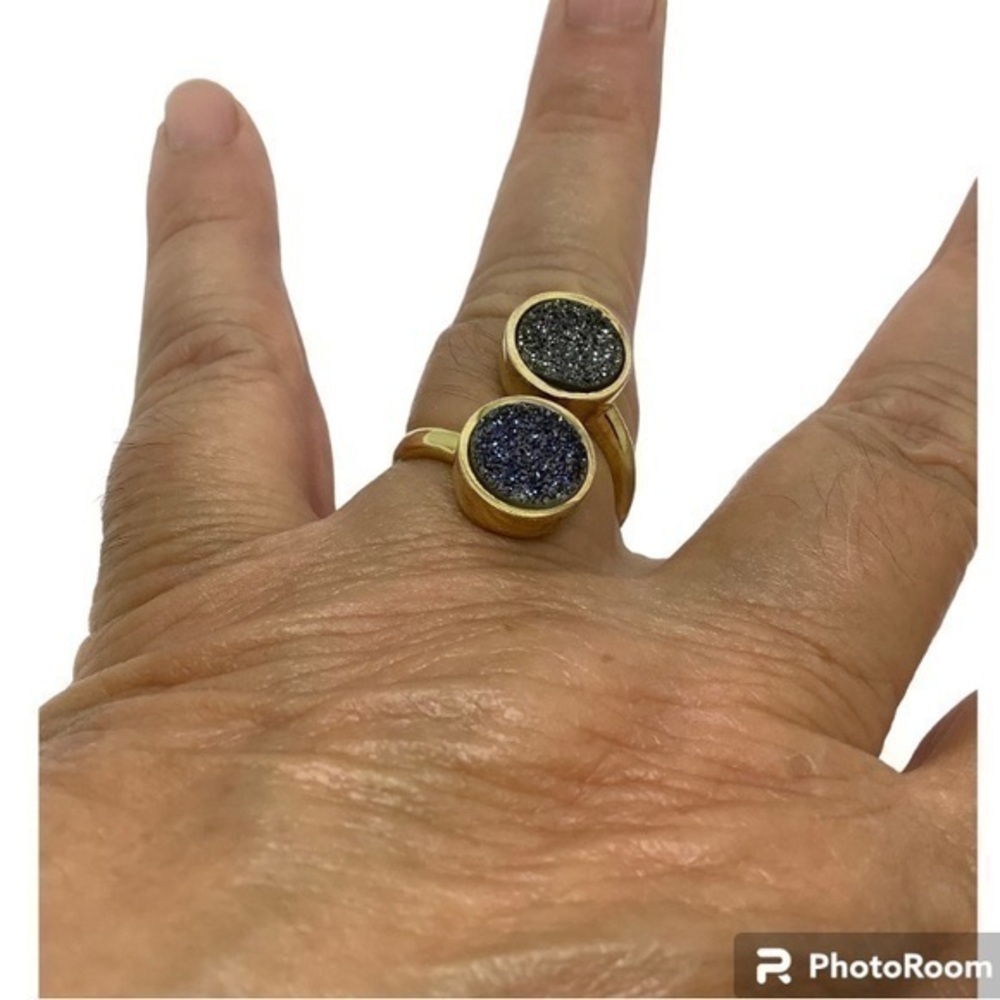 Gold over Sterling silver blue Druze ring